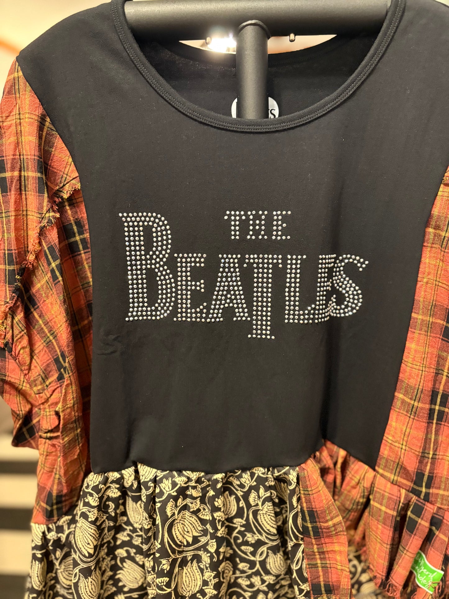 Rocky Raccoon Upcycled Drop Sleeve Flannel Ballerina Tee One Size Fits A Small to XL Oversized