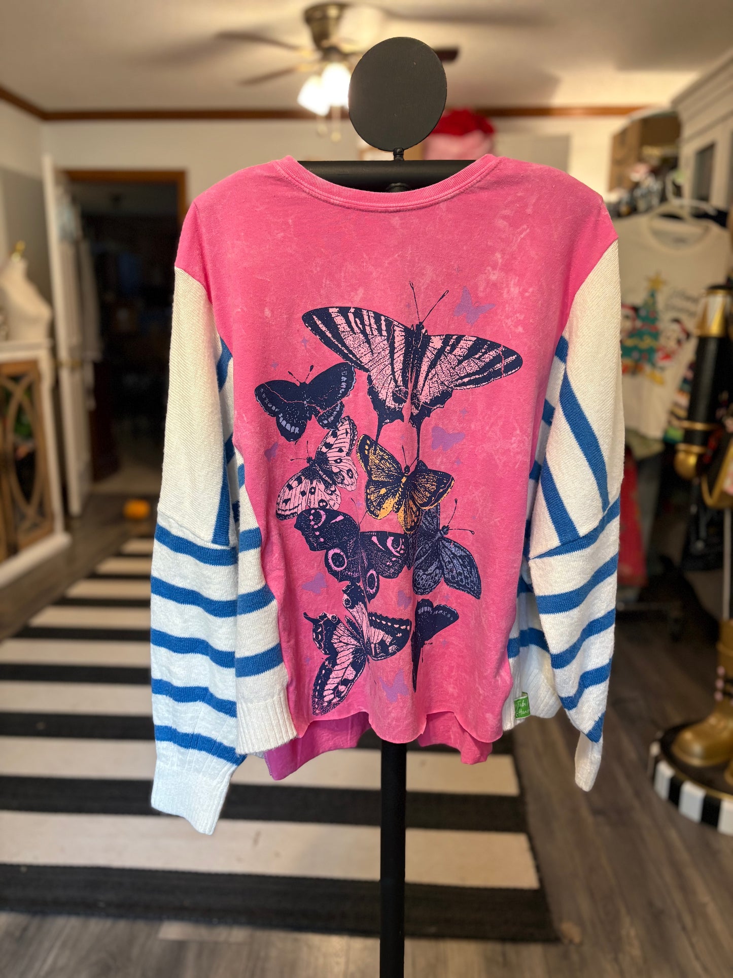 The Transformation Upcycled Drop-Sleeve Sweater Tee One Size Fits a Small to XXL