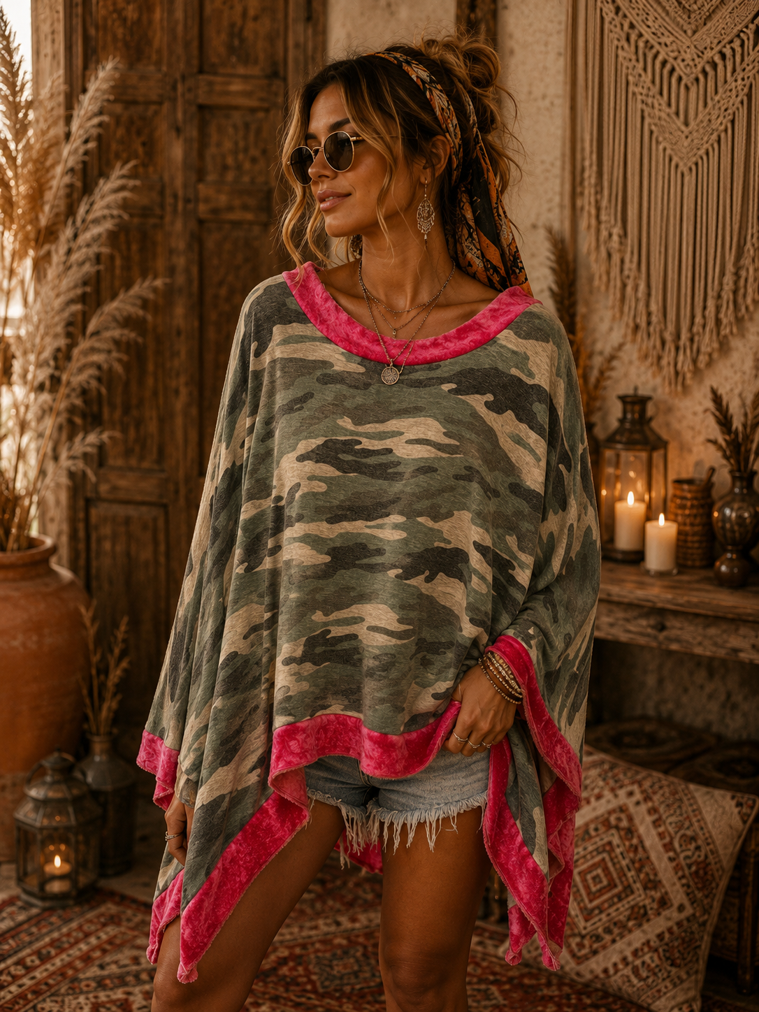 Camo and Hot Pink Velvet Rebel Top One Size Fits a Large to XXL