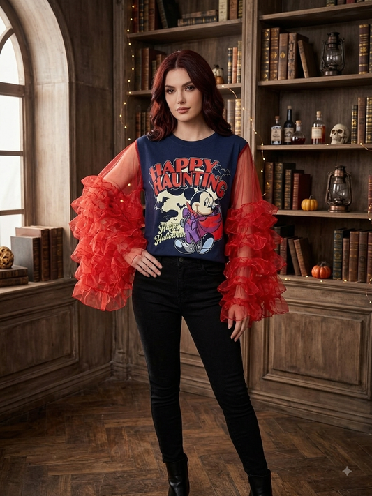 Haunted Halloween Rockstar Ruffle Top One Size Fits a Small to 3X