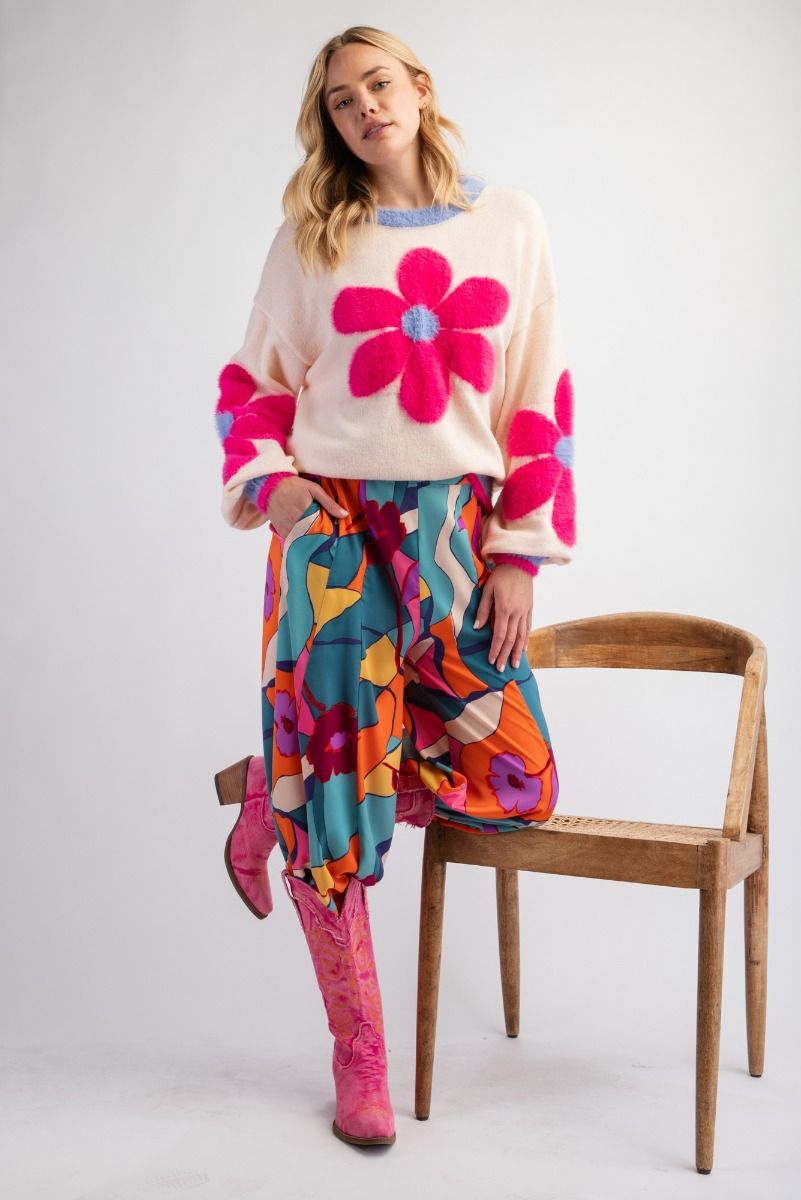 Teal Mirabelle Wide Leg Satin Pants