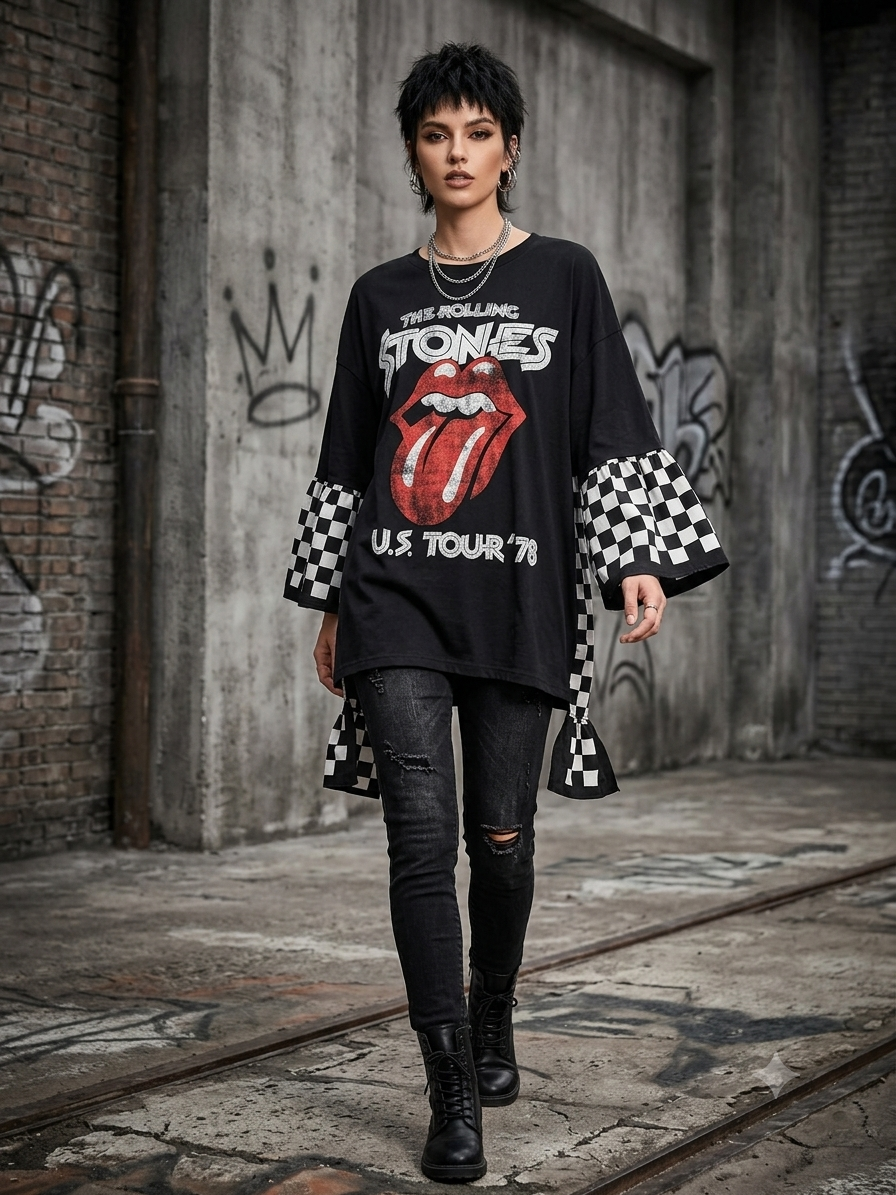 Stones Bandana Hi/Lo Queen Top One Size Fits a Small to XXL