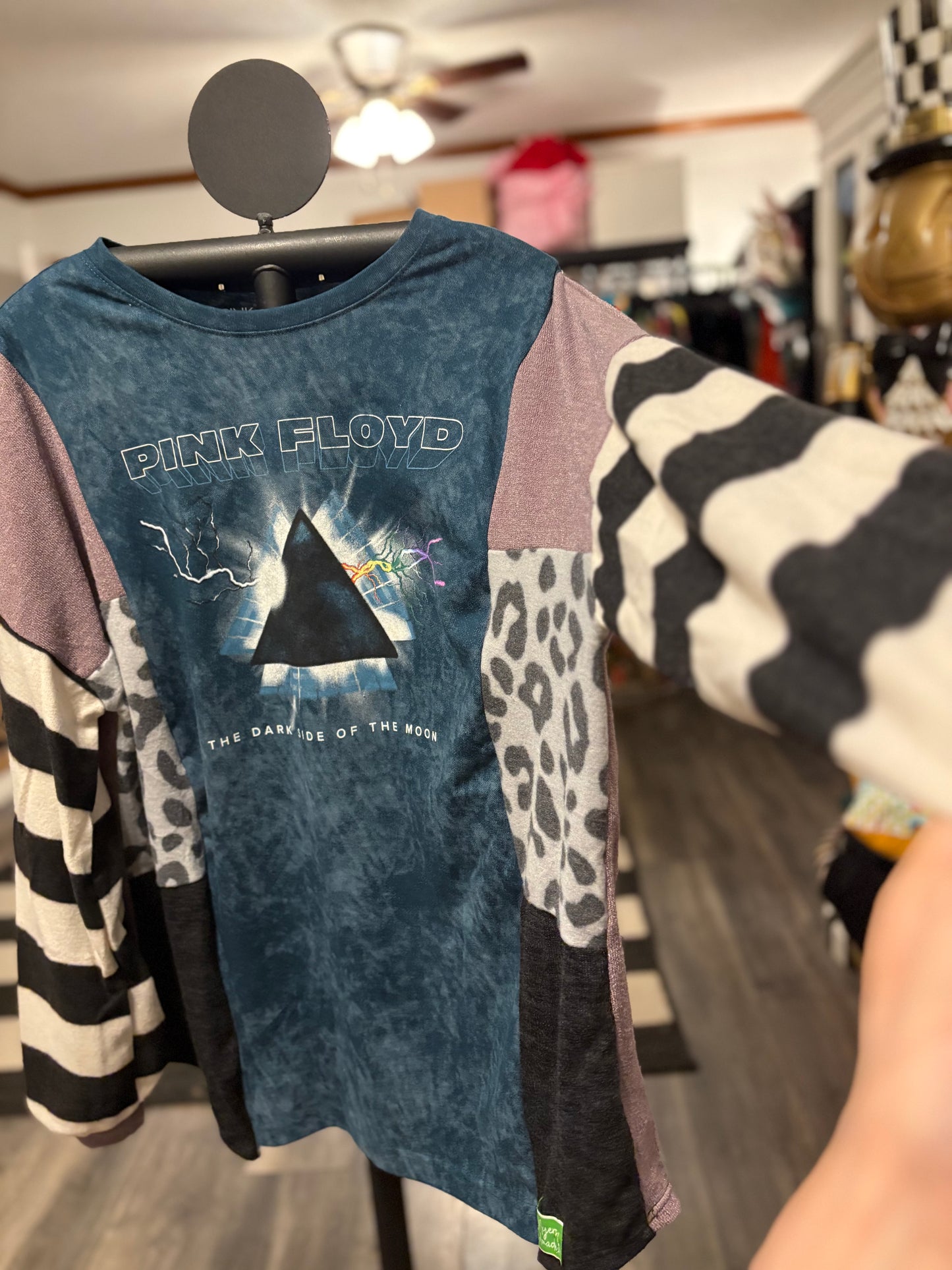 Pink Floyd Upcycled Drop Sleeve Sweater Tee One Size Fits a Small to XL