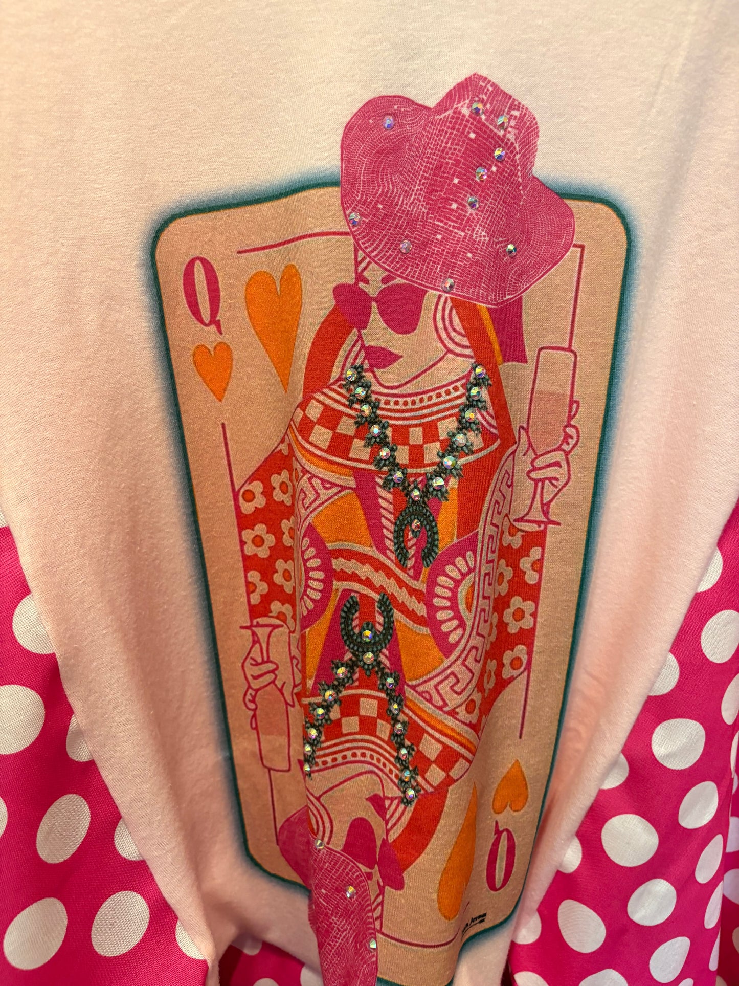 Queen of Hearts and Sparkles Upcycled Ruffled Boxy Top One Size Fits a Small to XXL