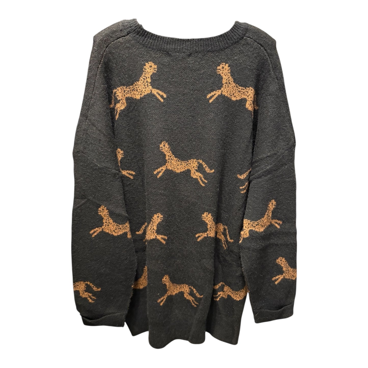 Easel Black Cheetah Sweater Plus Size