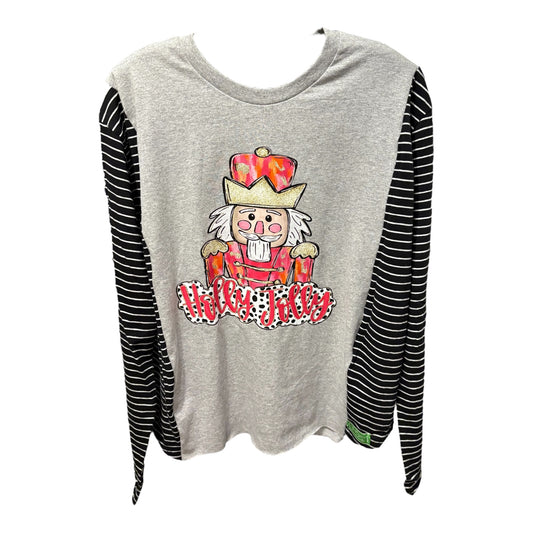 Holly Jolly Upcycled Drop Sleeve Knit Tee One Size Fits a Small to XXL