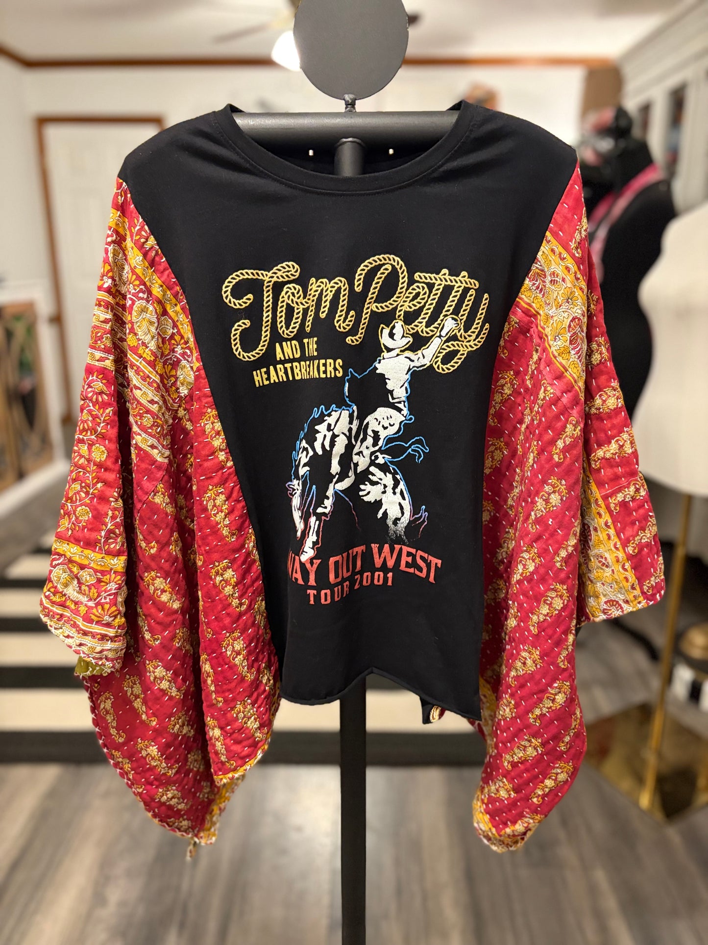 Tom Petty Upcycled Vintage Kantha Poncho Tee One Size Fits a Small to XXL