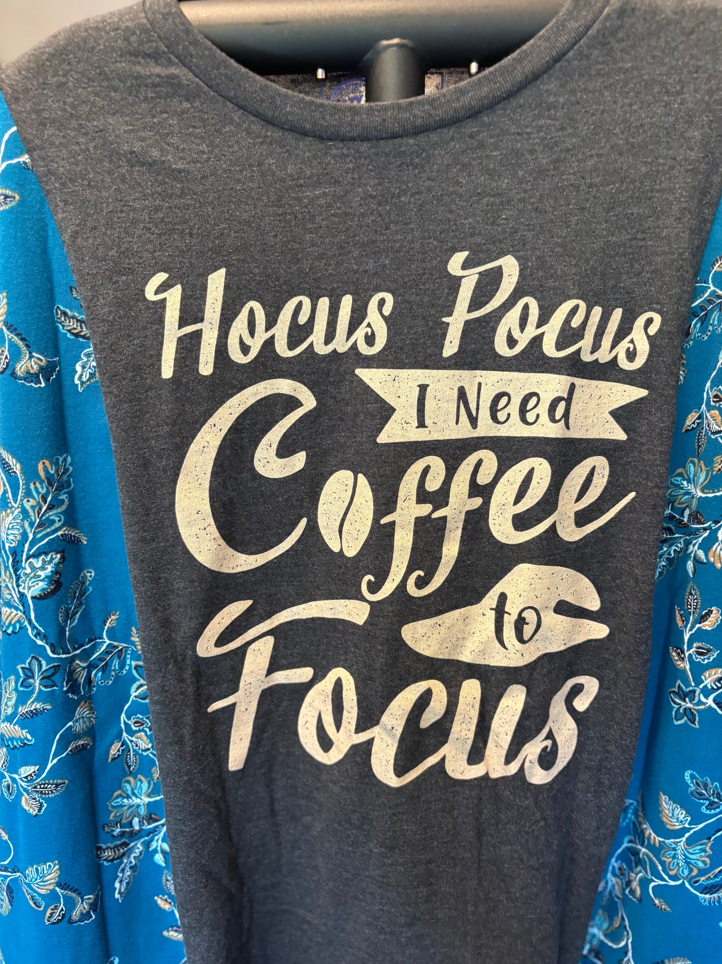 Hocus Pocus Coffee Upcycled Drop-Sleeve Flannel Tee One Size Fits a Small to XL