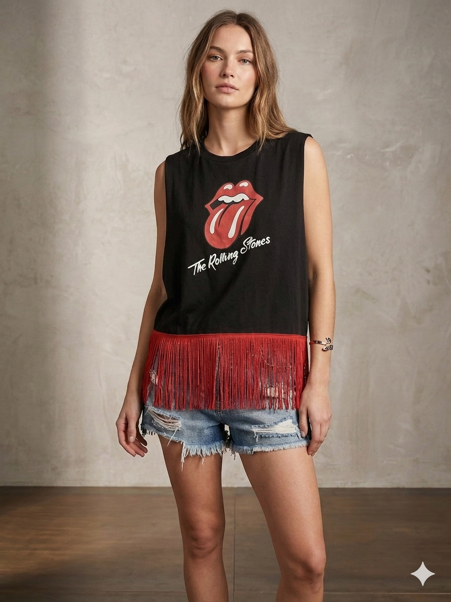 Stones Fringe Tee One Size Fits Small to Large
