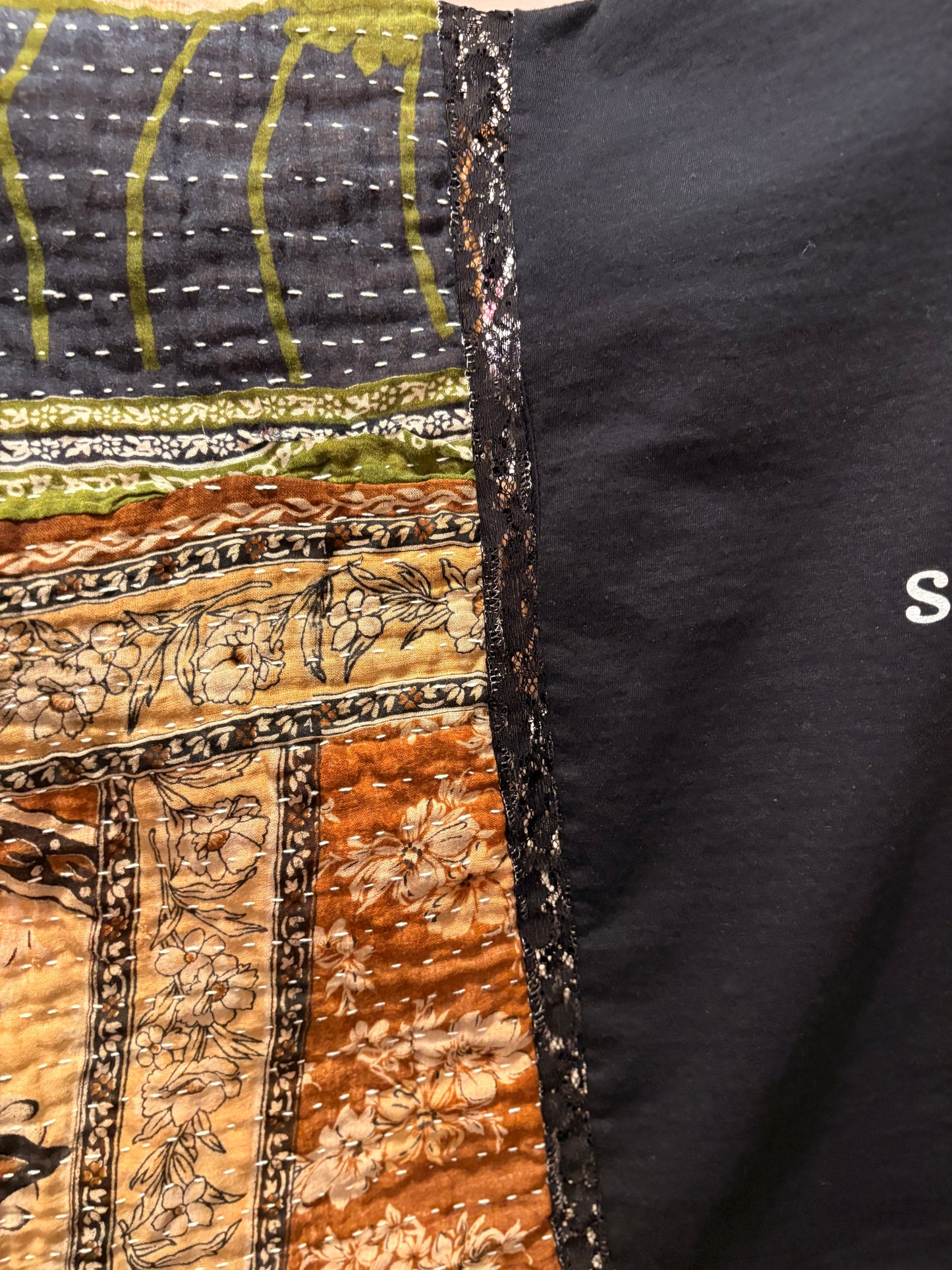 Still Be Loving You Upcycled Kantha Poncho One Size Fits a Small to XL