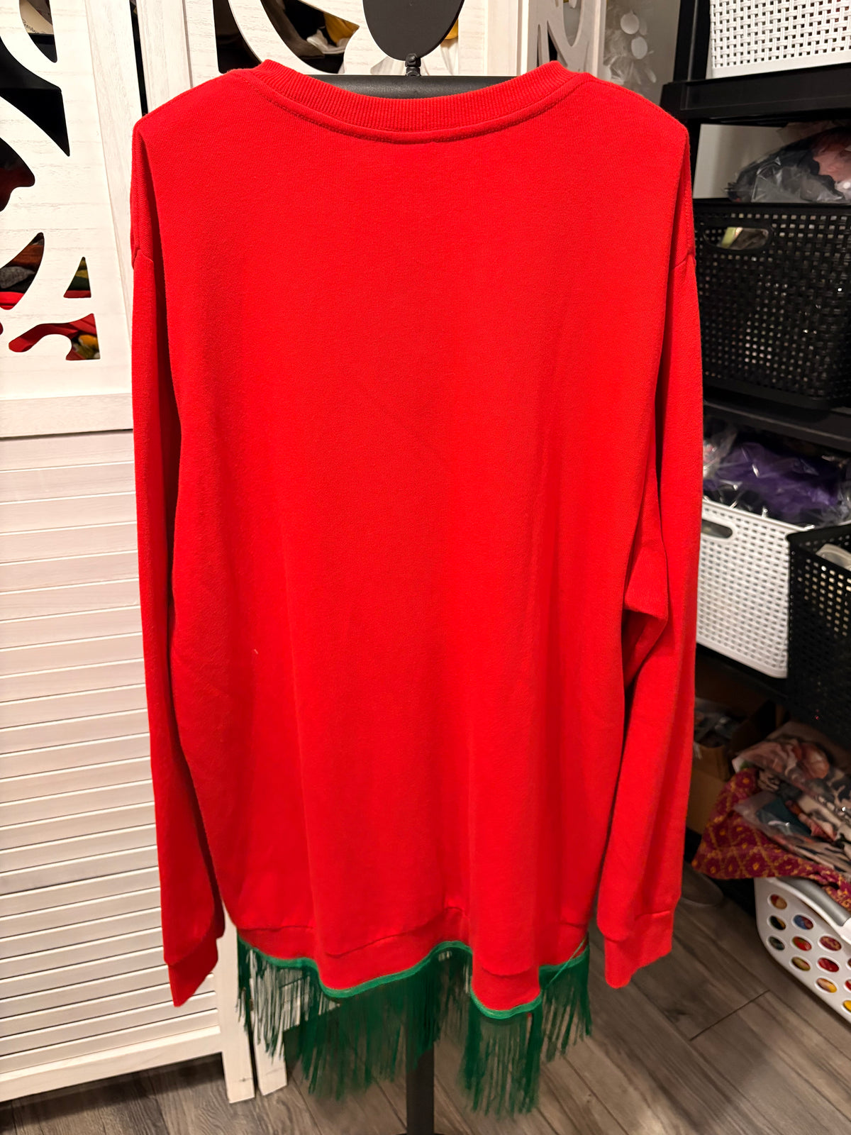 Most Merry Hi/Lo Glam Fringe Sweatshirt One Size Fits a Small to XL