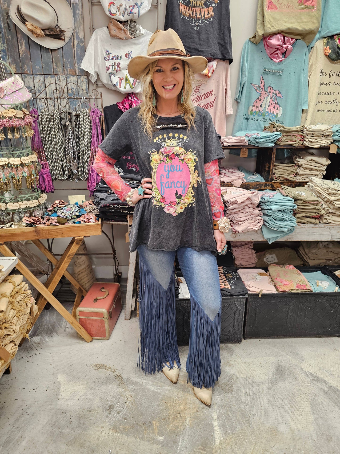 YOU FANCY tattered Tee: Lxl