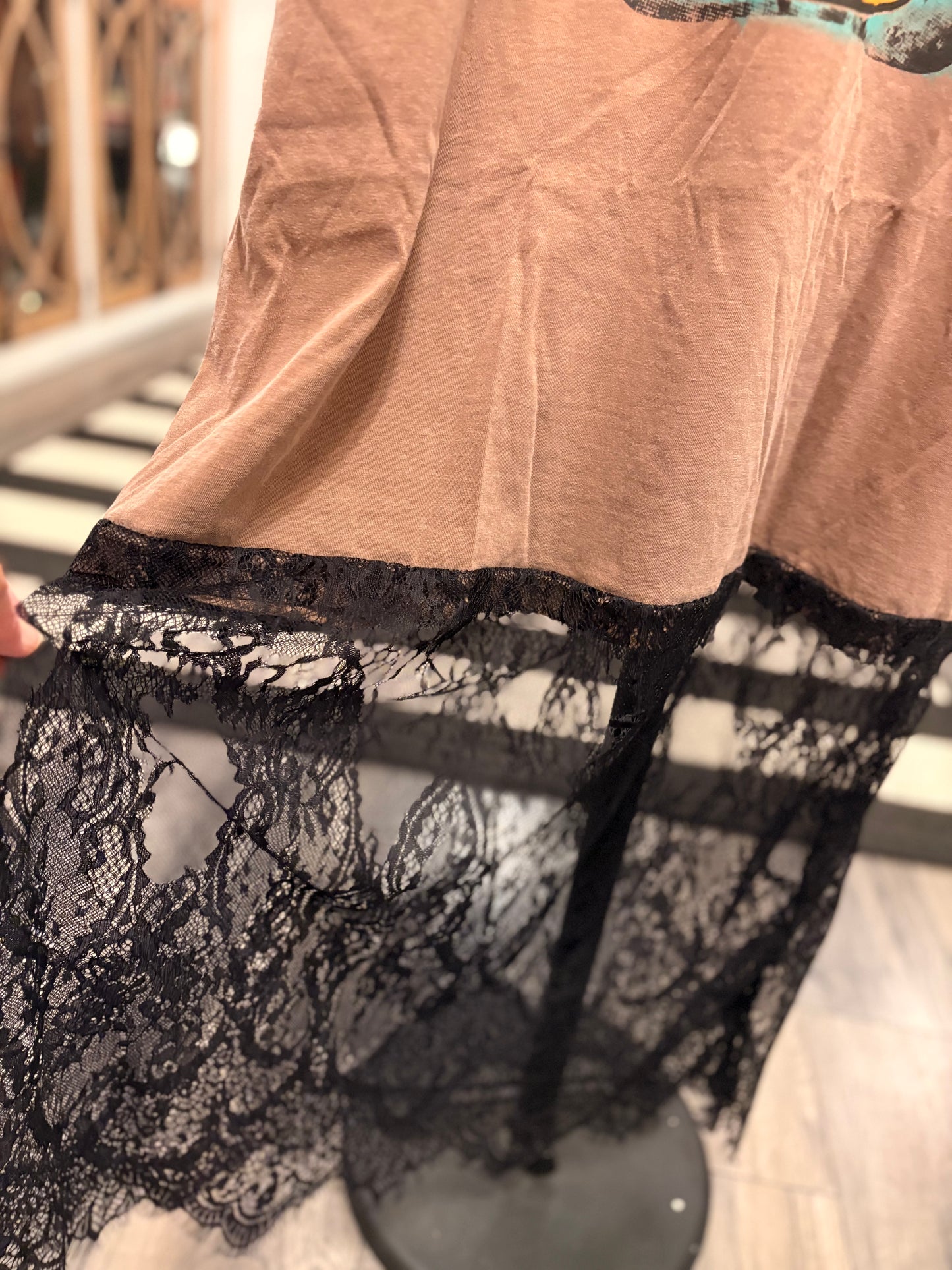 Sacred Heart Lace Bottom Tee Dress OVERSIZED Fits a Small to 2X