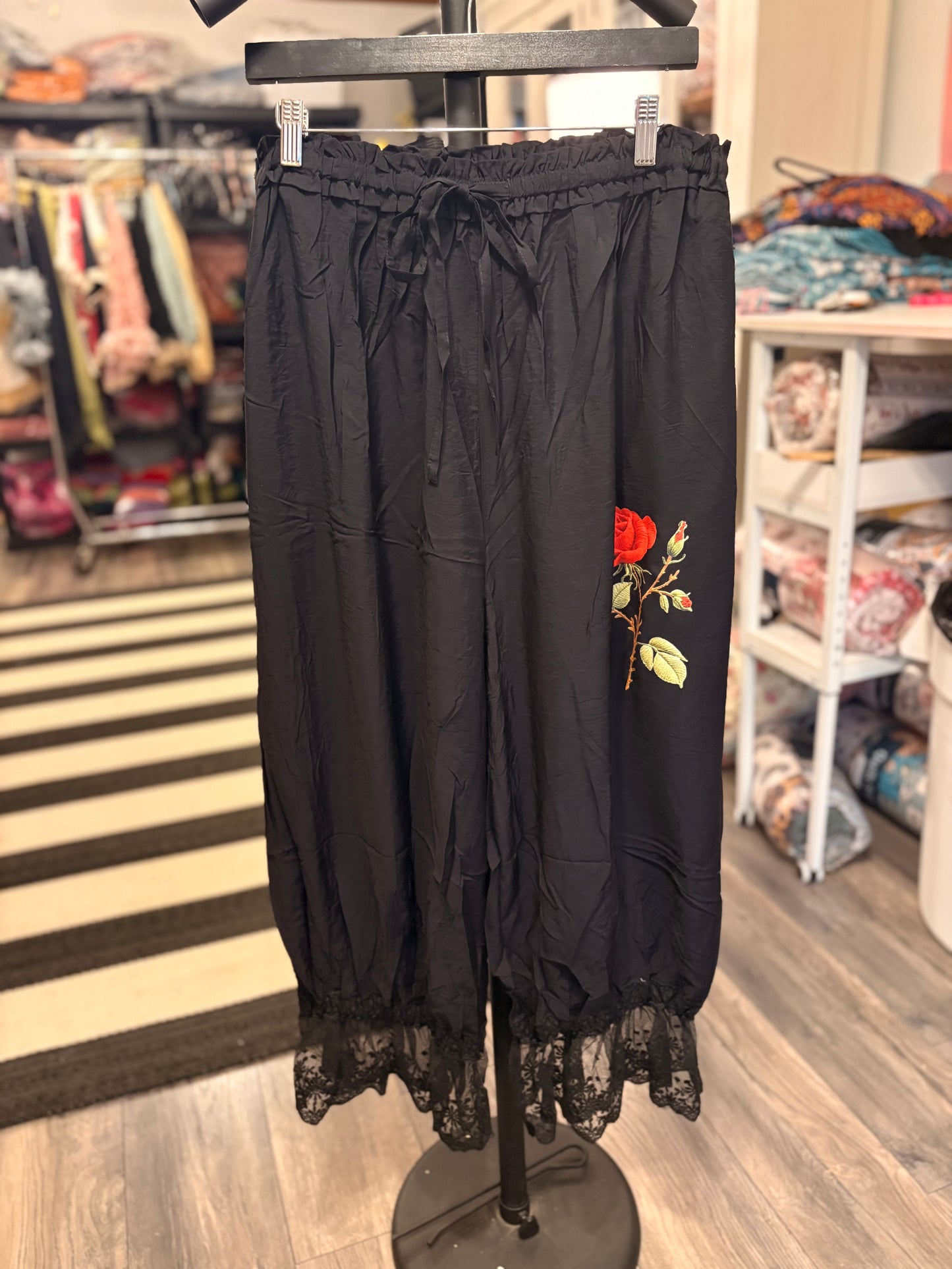 Black Rose Upcycled Bloomers OVERSIZED Fits An XL to 3X