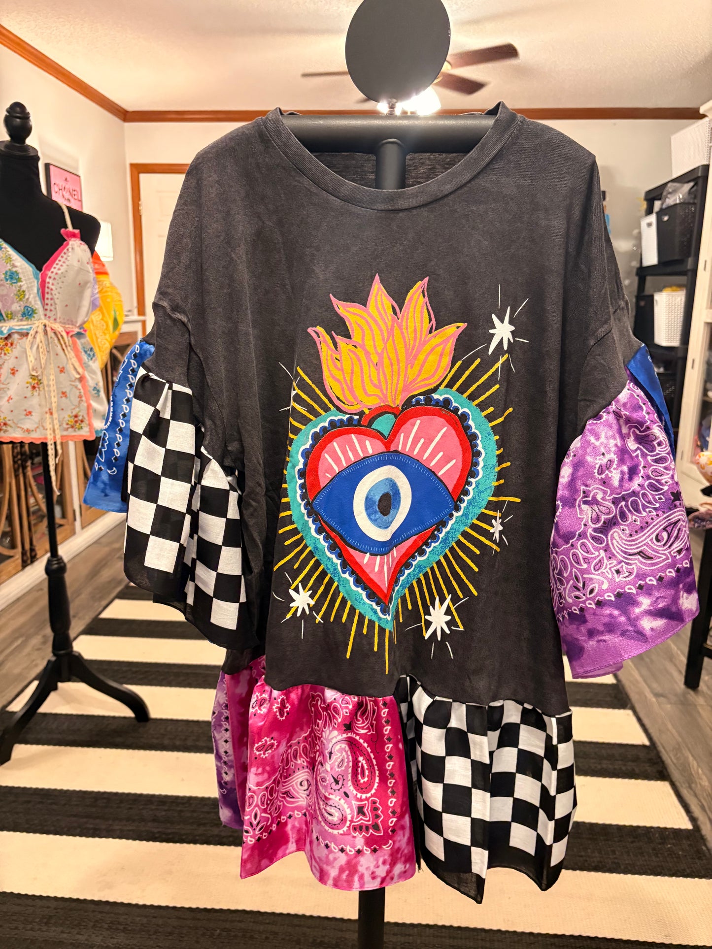 Eye-Conic Bandana Baby Doll Tee Fits a Small to 2X