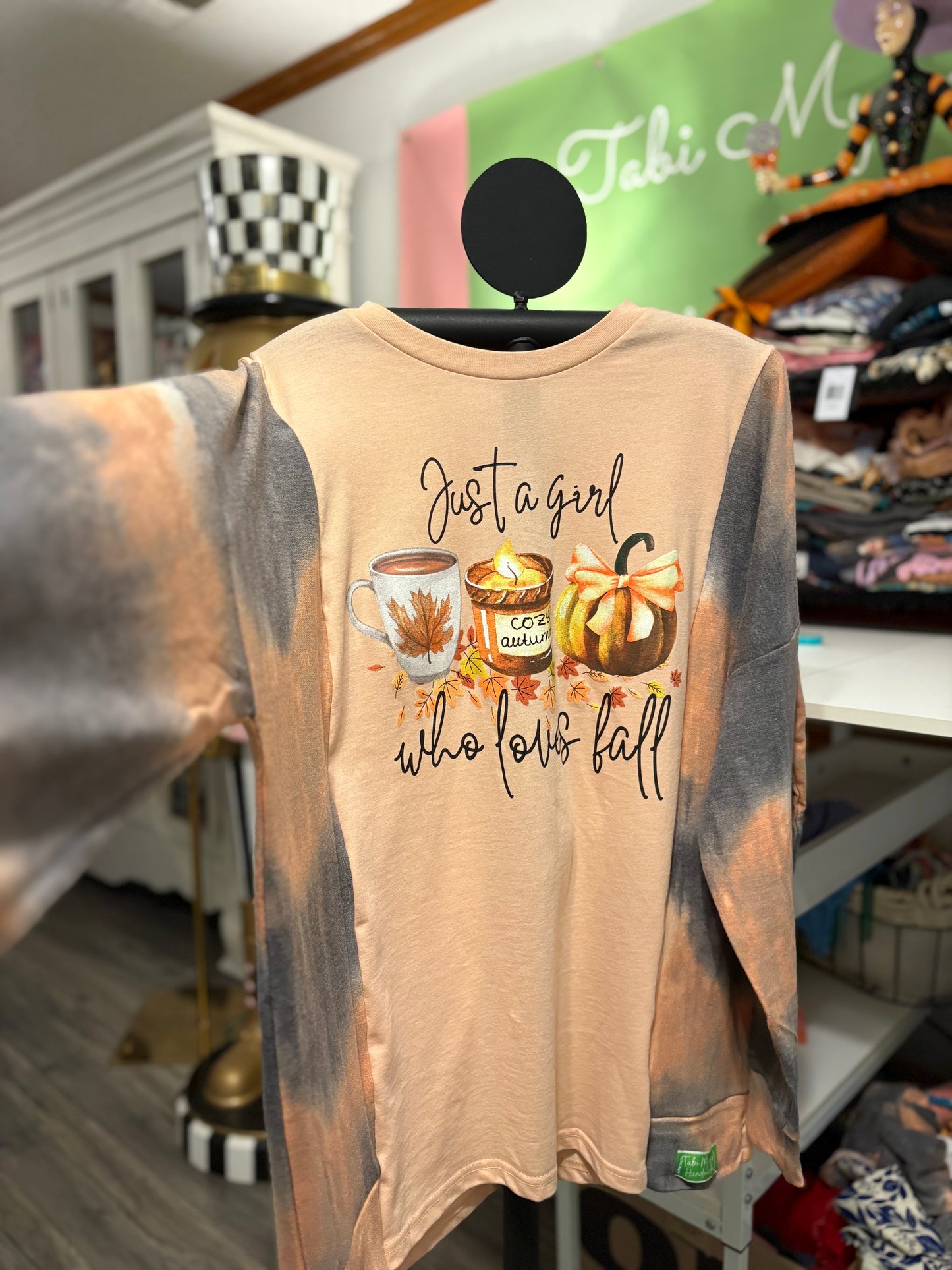 Fall Lover Upcycled Drop-Sleeve Tee One Size Fits a Small to XXL