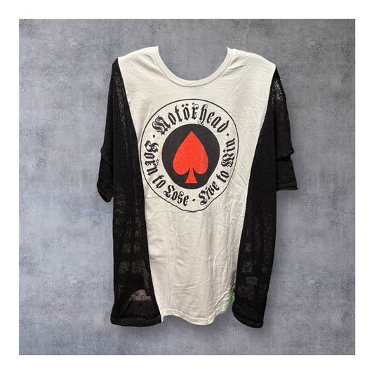 Ace of Spades Upcycled Drop Sleeve Mesh Sweater Tee One Size Fits A Small to XXL Oversized