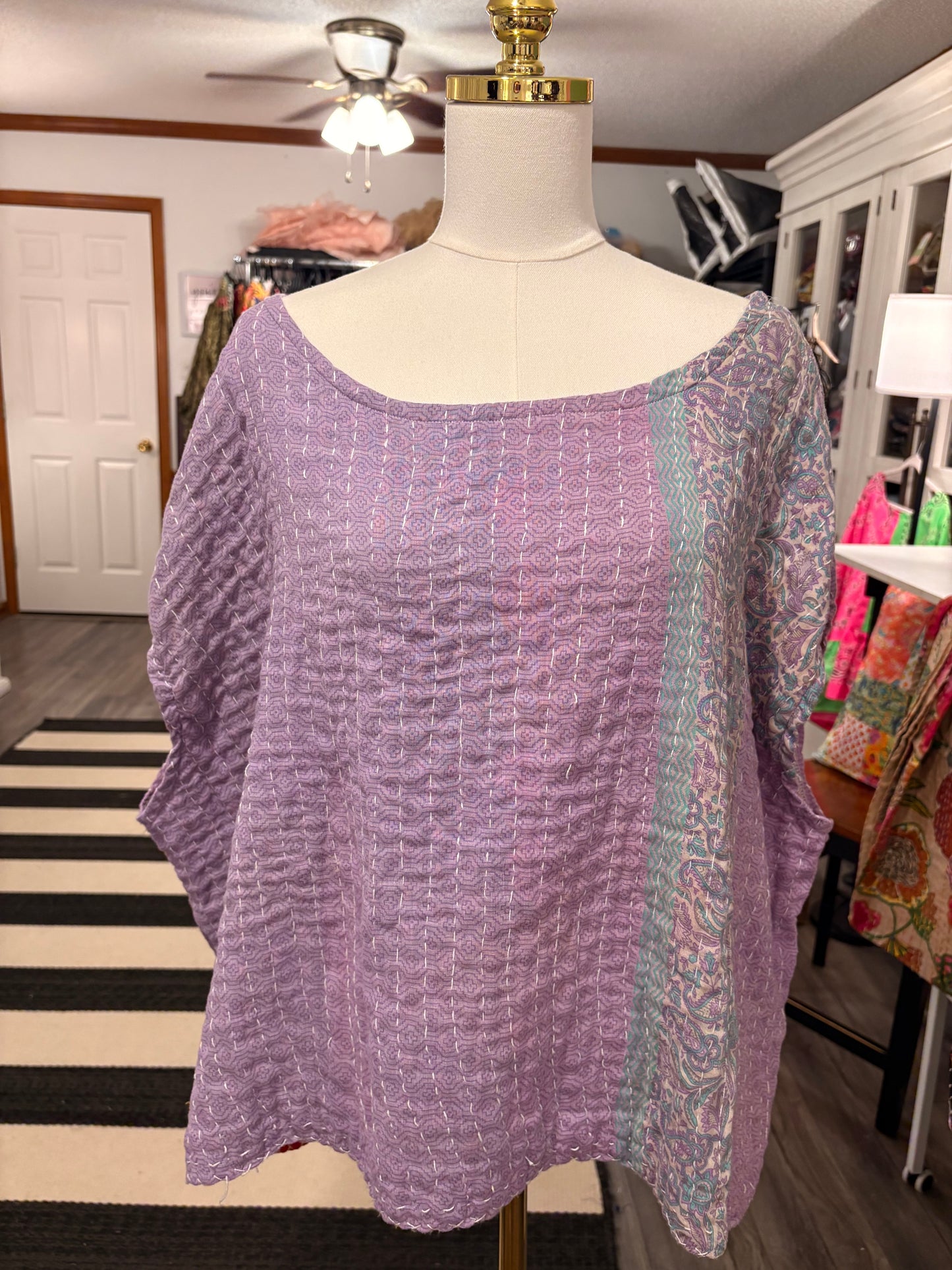 Lilac Kantha Top One Size Fits a Small to XXL