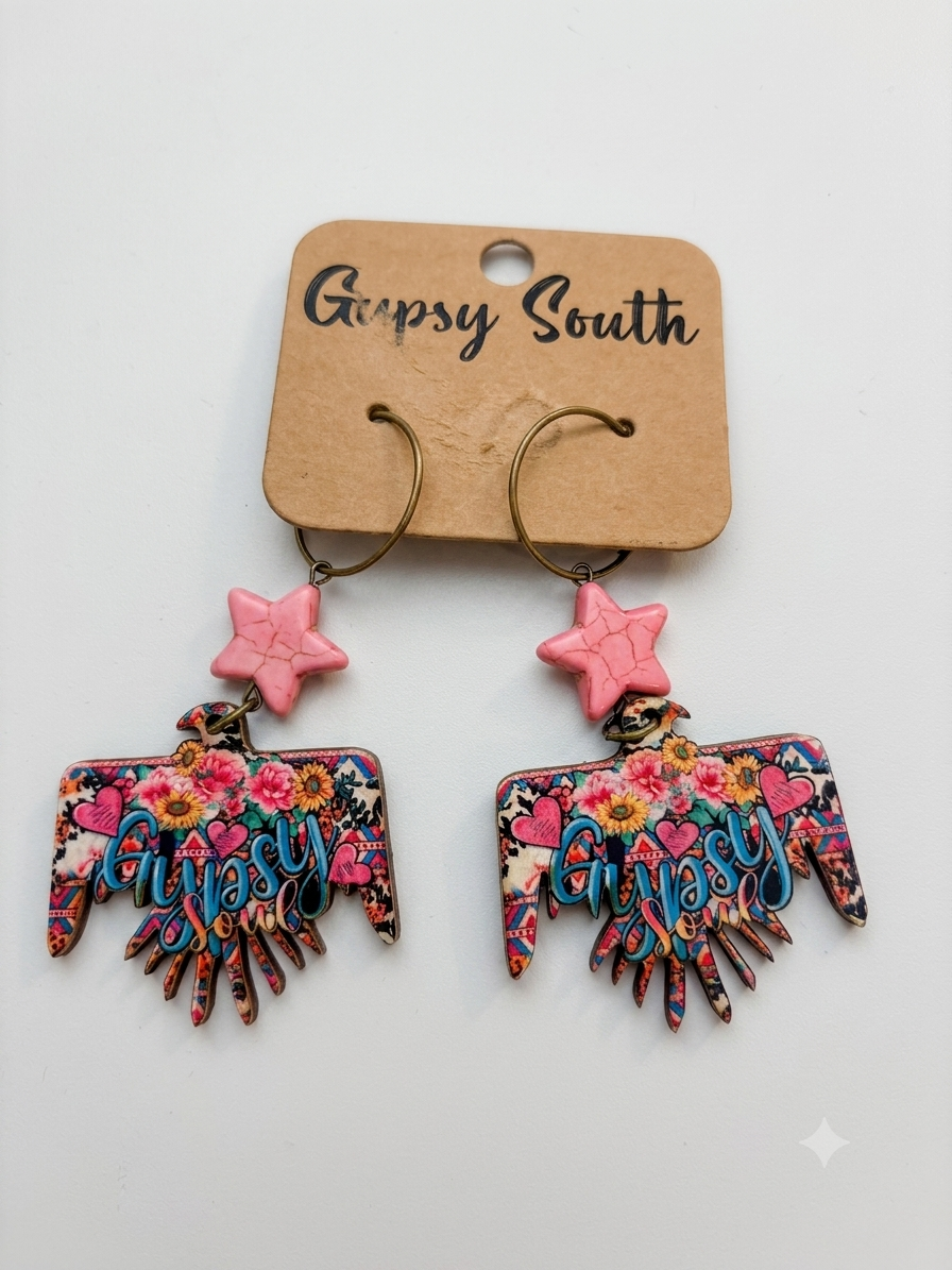 Gypsy Eagle Handcrafted Wooden Earrings