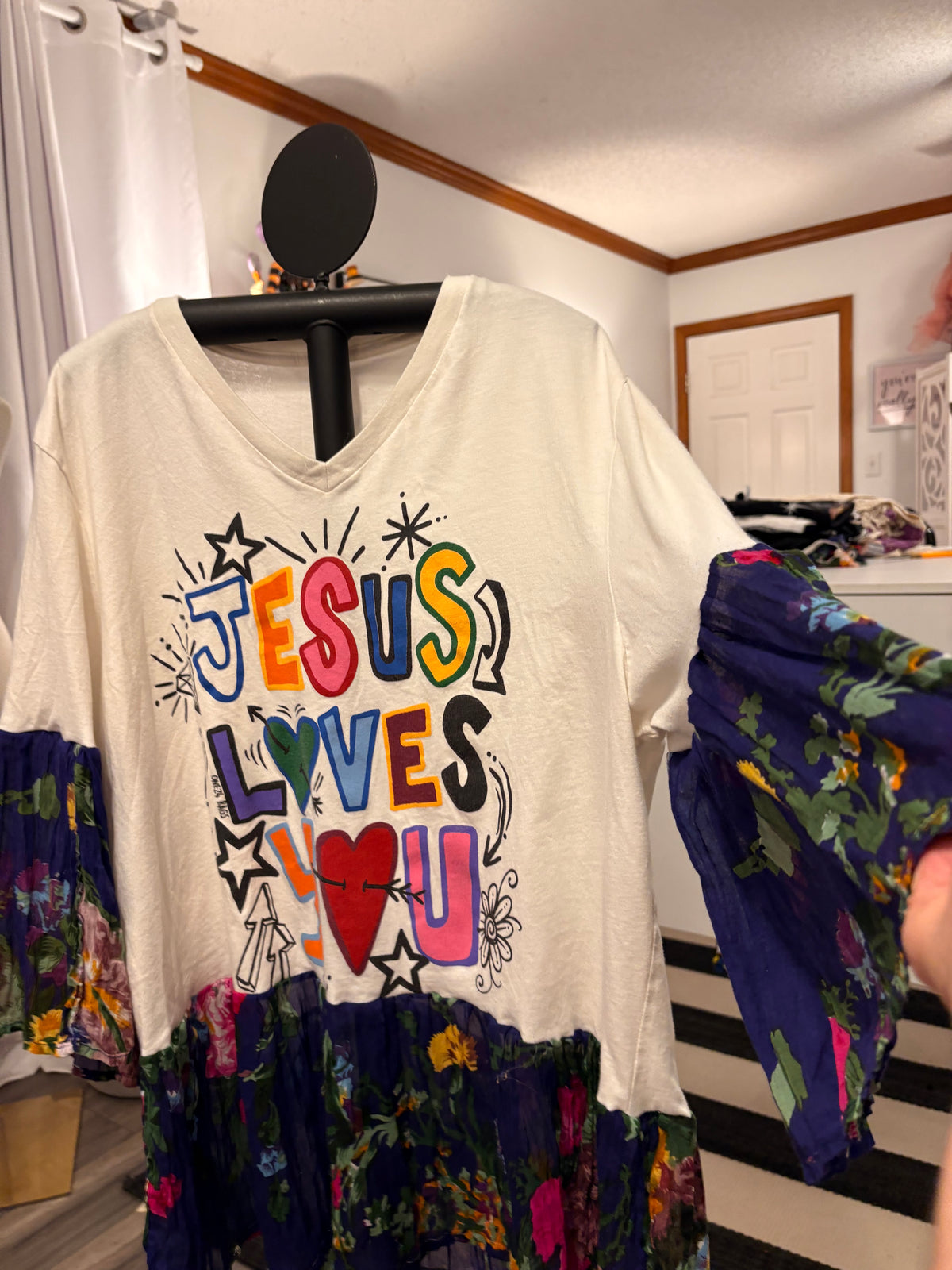 Jesus Loves You Glam Sleeve Tee Fits a Small to XL