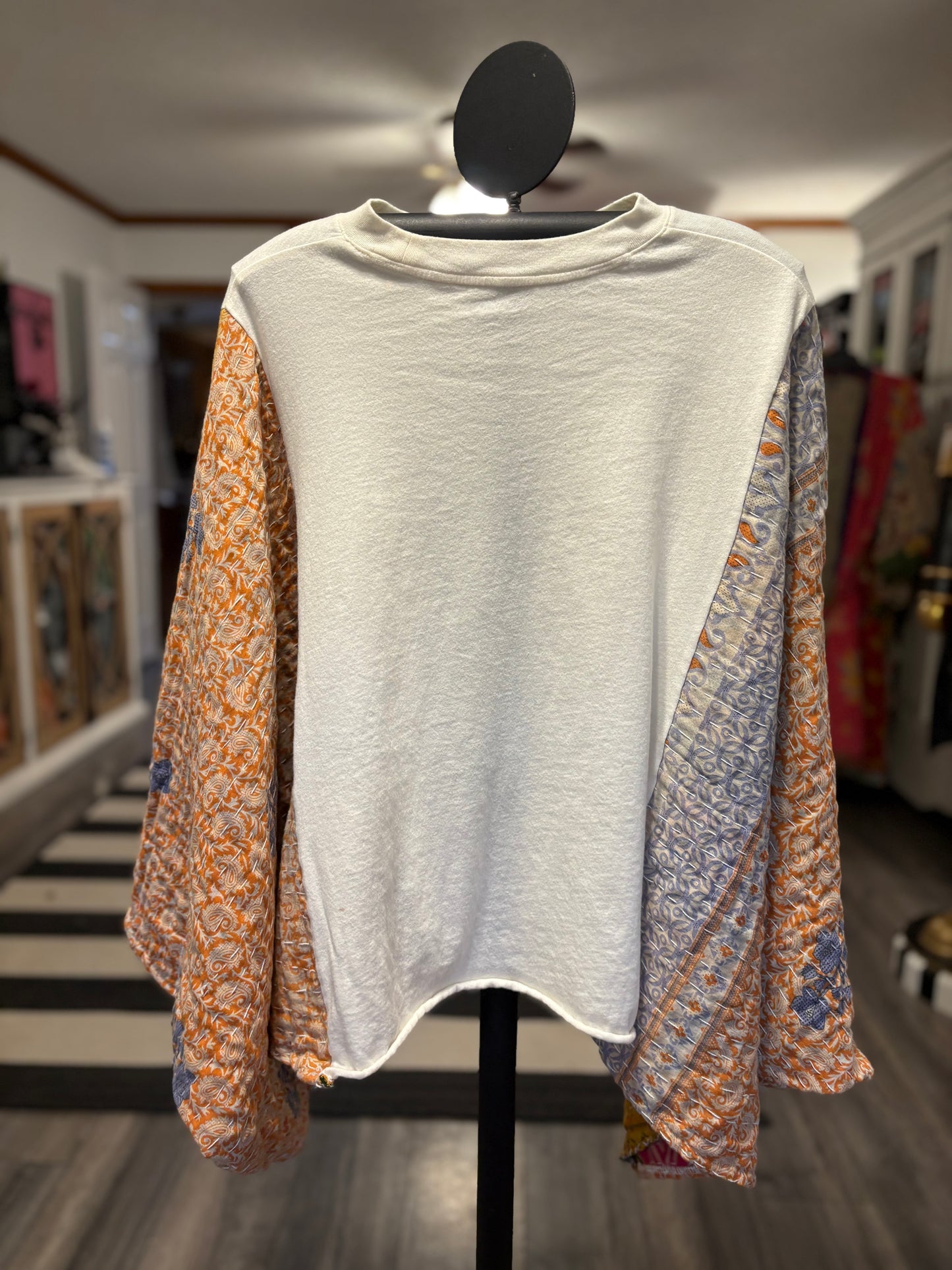 Jimi Hendrix Upcycled Vintage Kantha Poncho Tee Fits A Size Small to XL