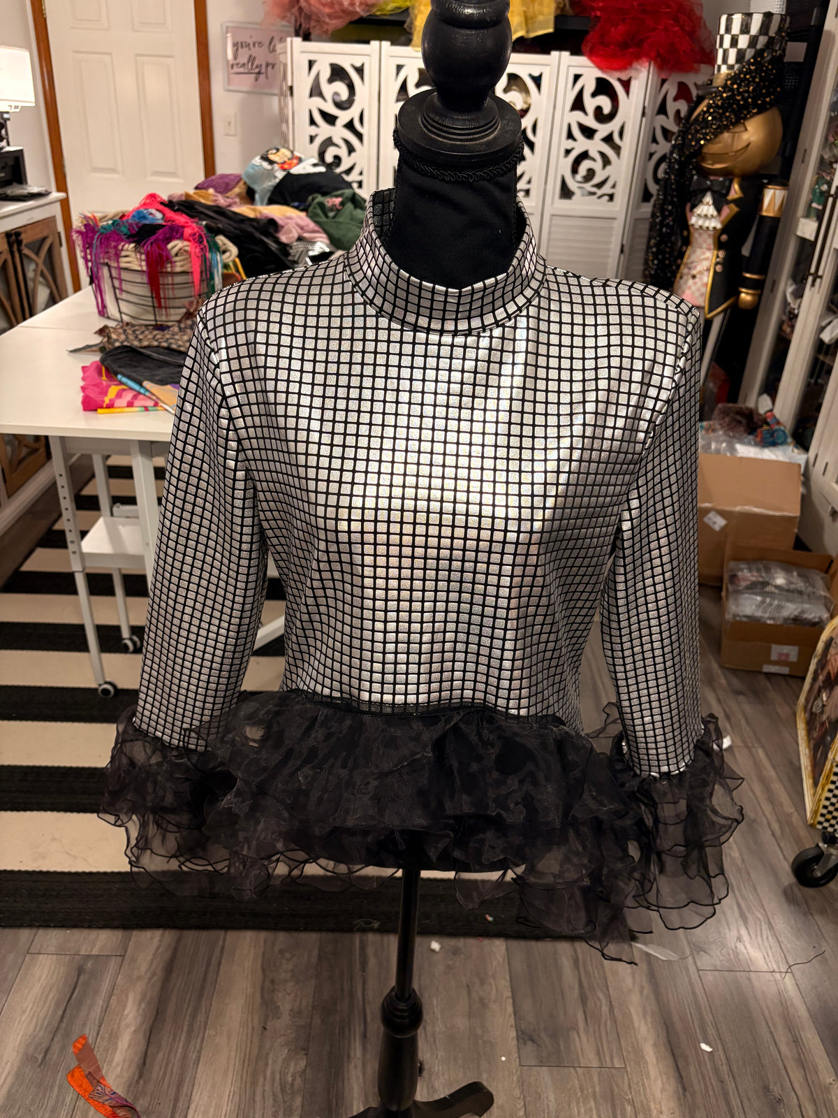 Disco Ball and Ruffles Glam Top One Size fits a Small to XL