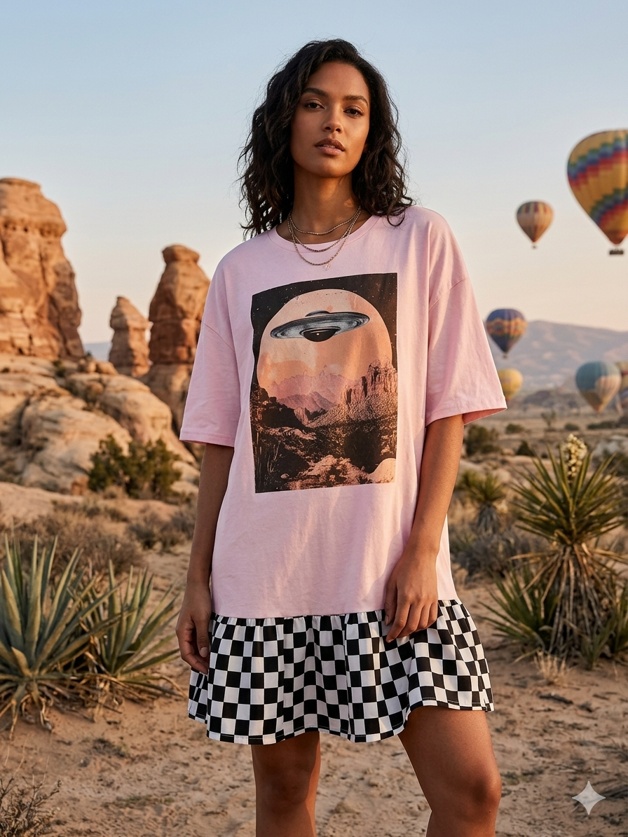 You’re Ride Is Here Upcycled Tee Dress Fits a Small to 3X