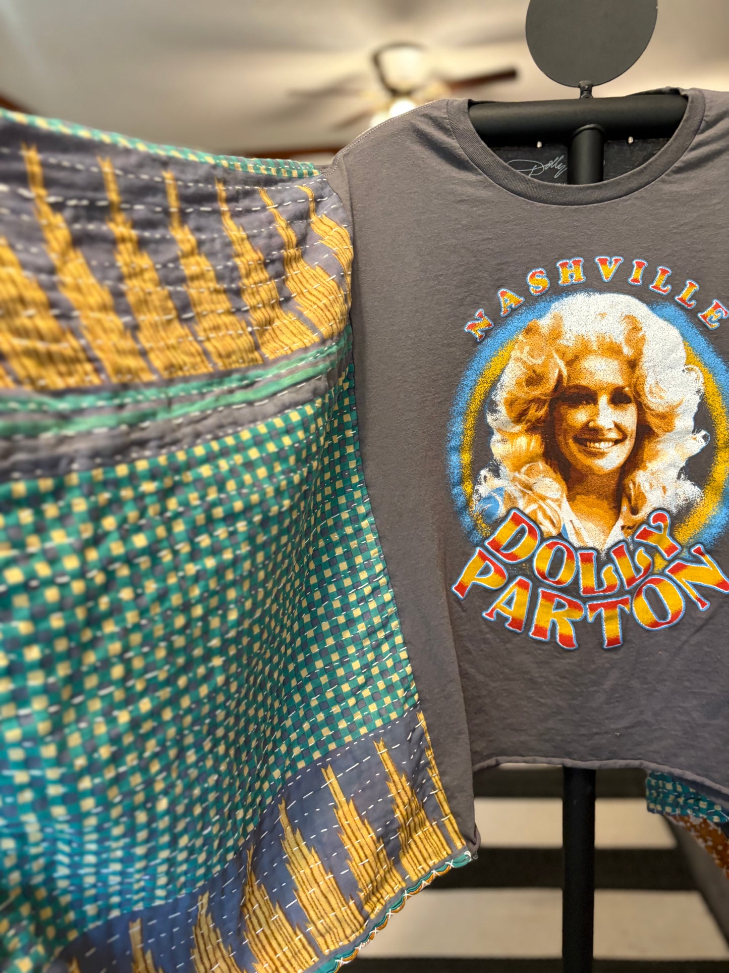 Dolly Upcycled Vintage Kantha Poncho Tee Fits A Size Small to XXL