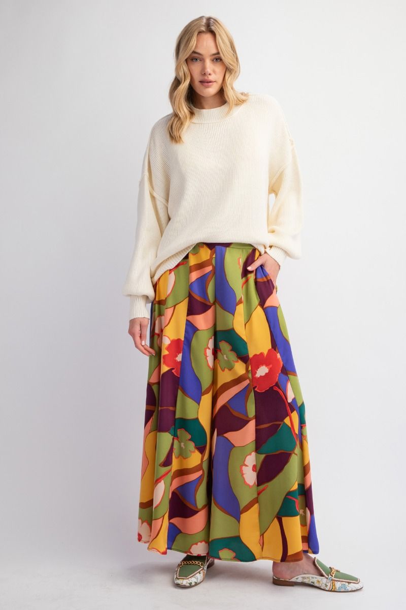 Green Mirabelle Wide Leg Satin Pants