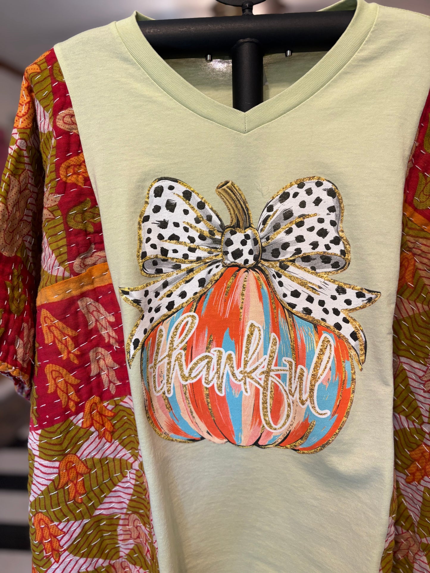 Pretty Pumpkin Upcycled Vintage Kantha Poncho Tee Fits A Size Small to XL