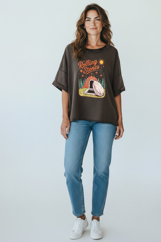 Original Stones “Junk” Tee OVERSIZED Acid Washed One Size Fits a Large to 3X