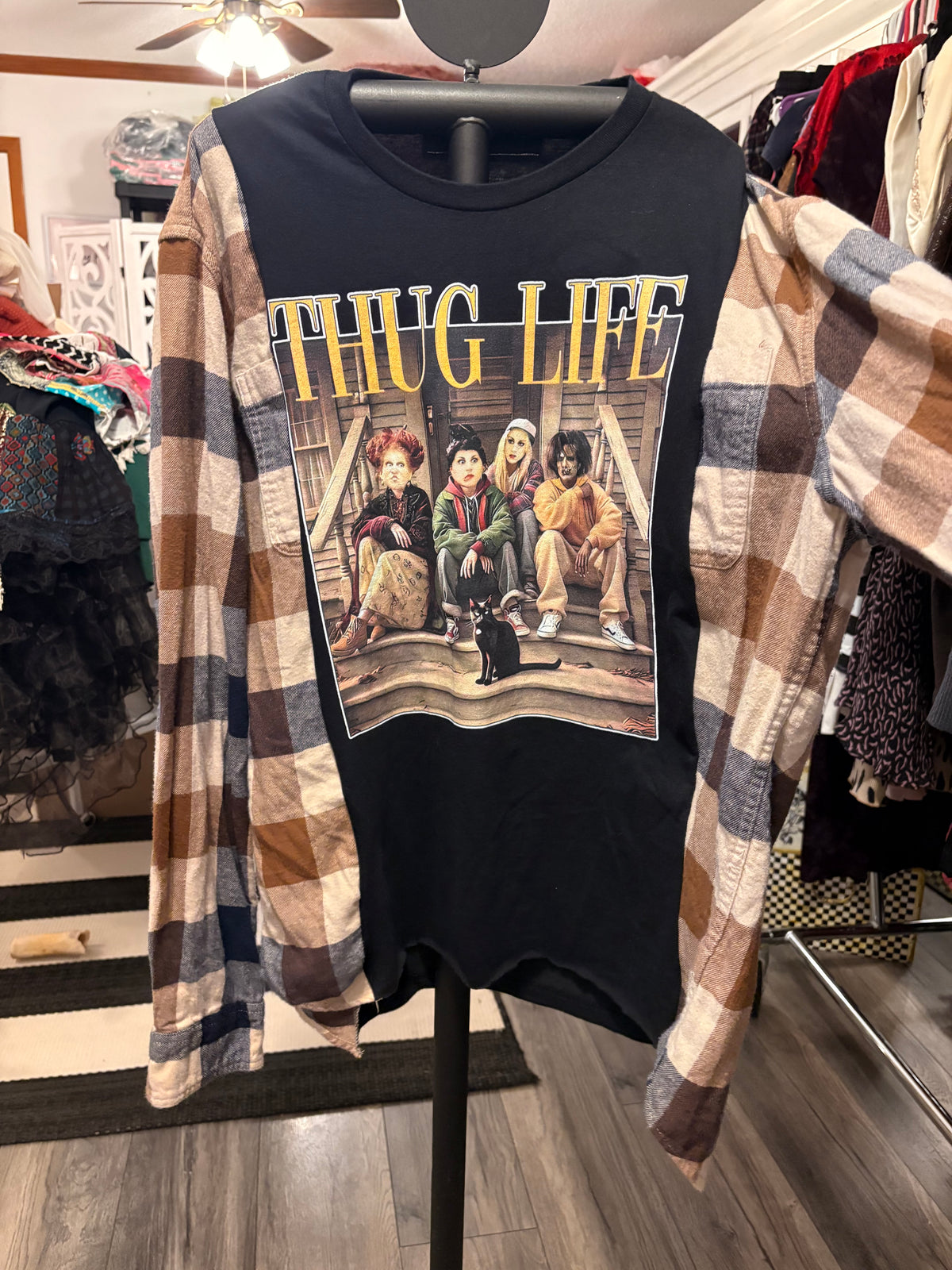 Thug Life Tee Flannel One Size Fits Small to Large