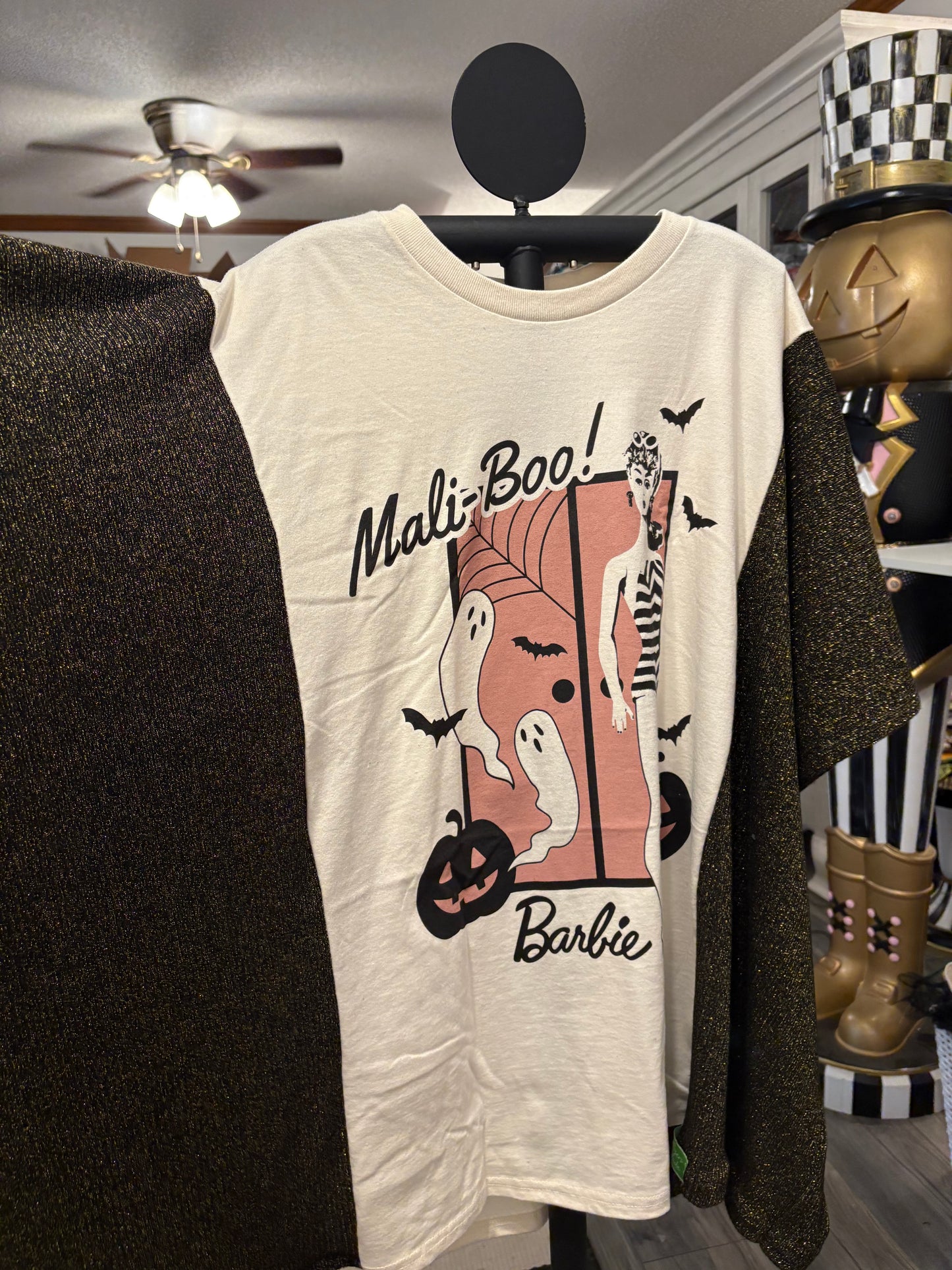 MaliBOO Barbie Upcycled Drop-Sleeve Tee Dress One Size Fits a Large to 4X