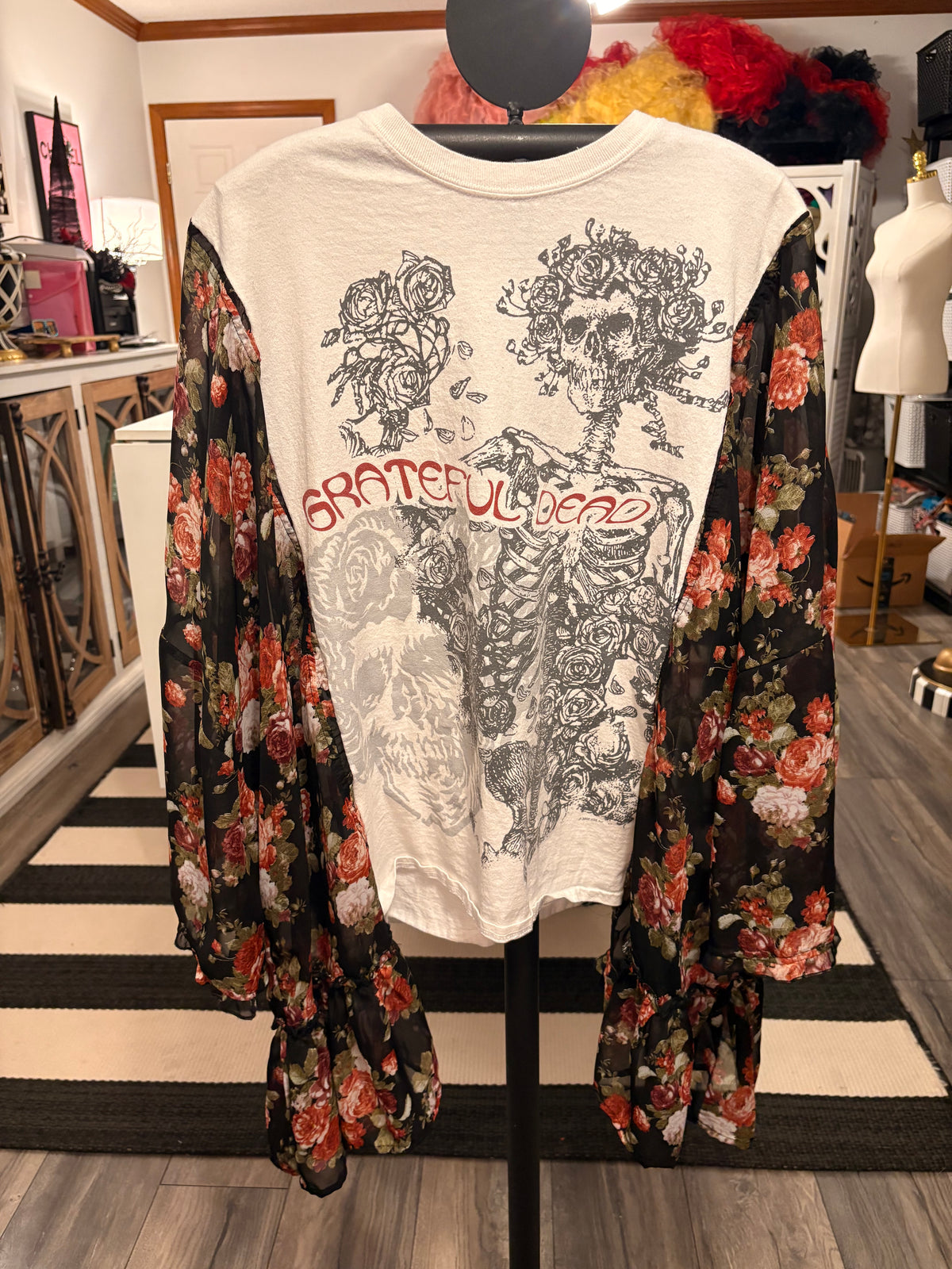 The Dead in Roses Upcycled Kimono Tee One Size fits a Small to XXL