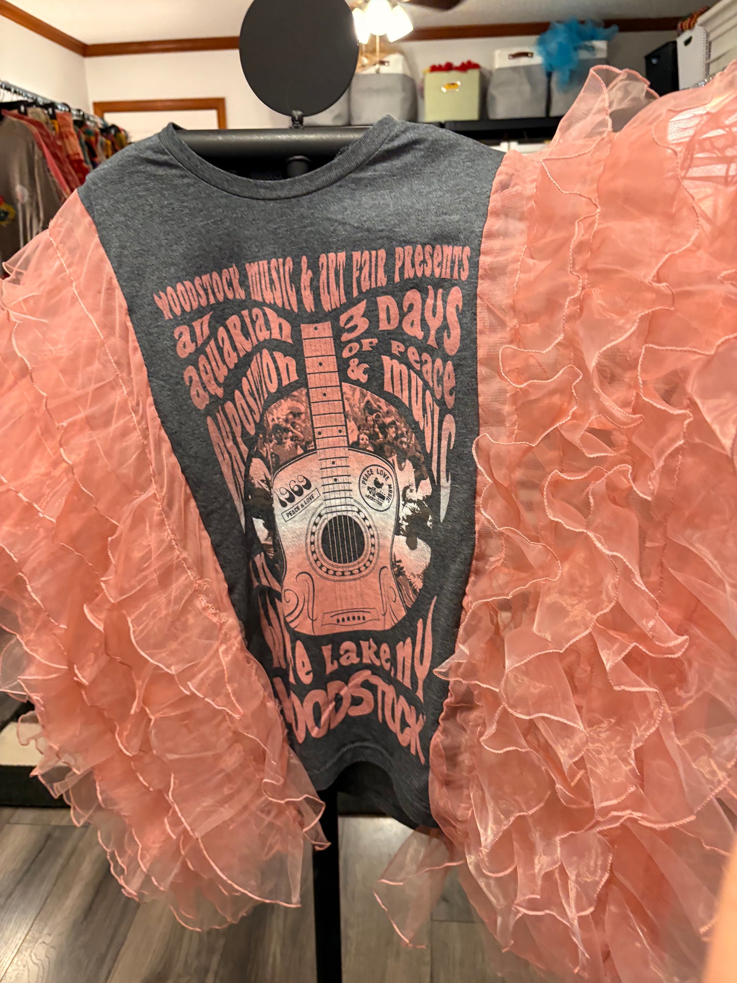 Woodstock Rockstar Ruffle Top One Size Fits a Small to XL
