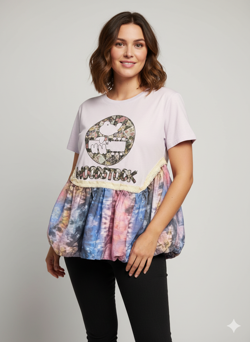 Woodstock Rock Angel Tee One Size Fits a Small to Large Oversized