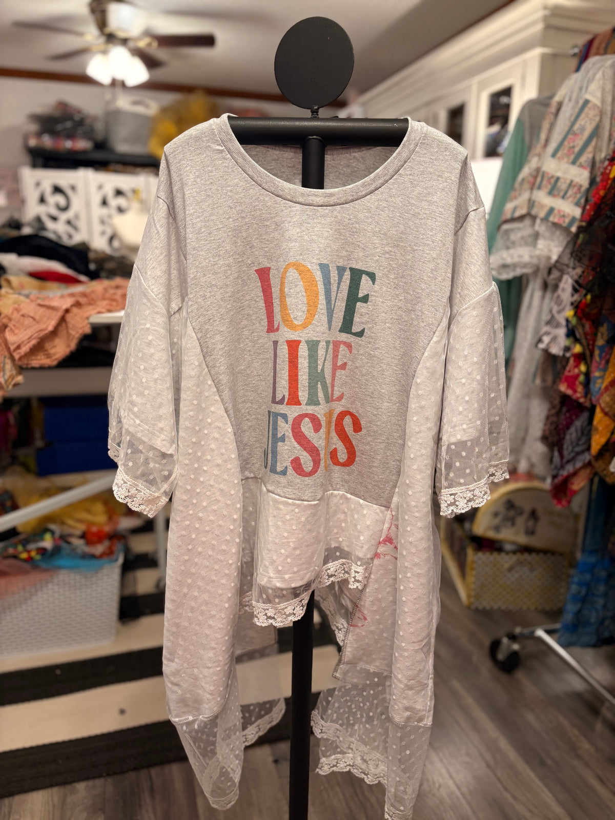 Love Like Jesus Lace Sweatshirt Tee One Size Fits a Small to 3X