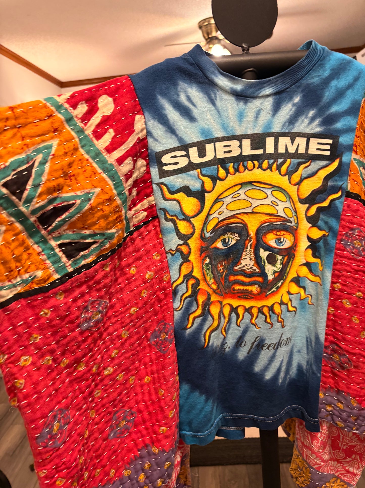 40 Ounce to Freedom Upcycled Vintage Kantha Poncho One Size Fits a Small to XL