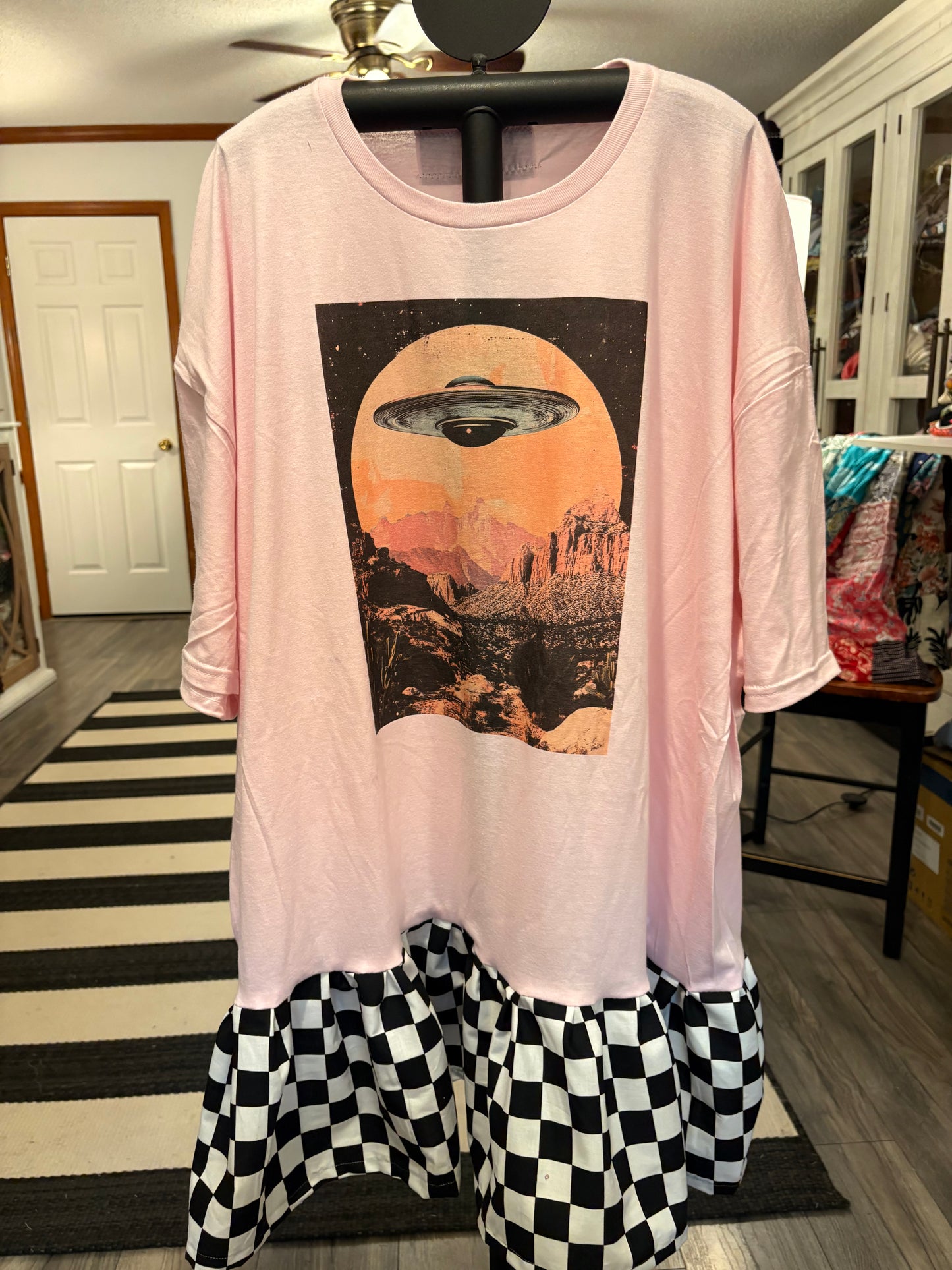 You’re Ride Is Here Upcycled Tee Dress Fits a Small to 3X