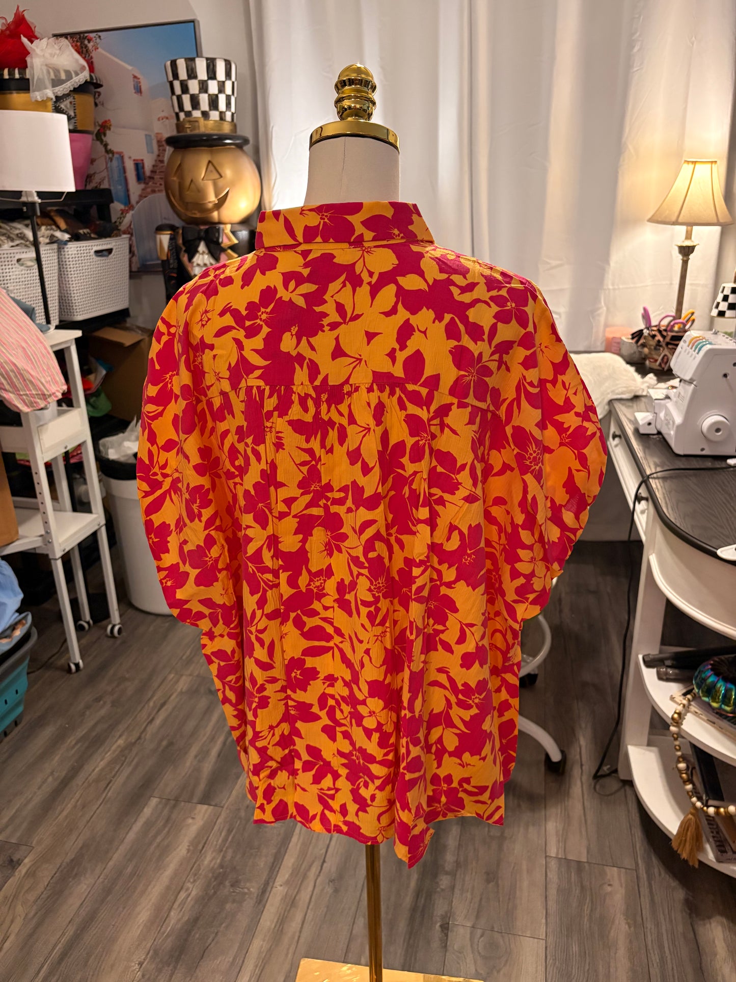 Yellow and Fuchsia Blouse