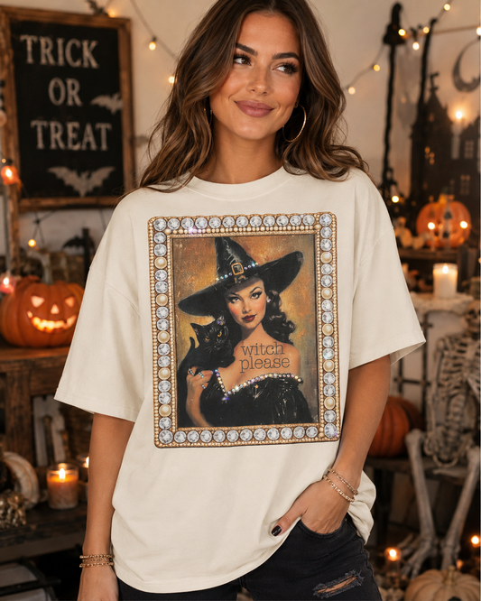 Witch Please Cream Graphic Tee 2036: 2-x-large