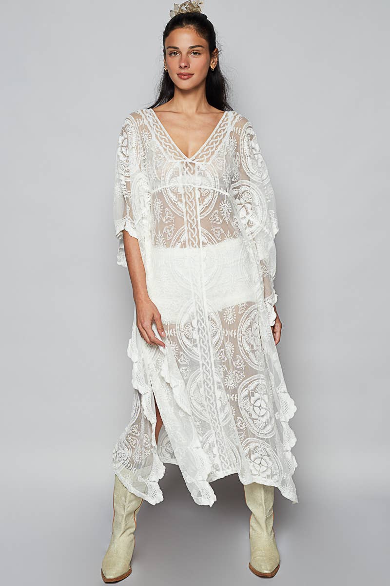 Snow White Crochet Embroidered Dress One Size Fits Most Small to XXL