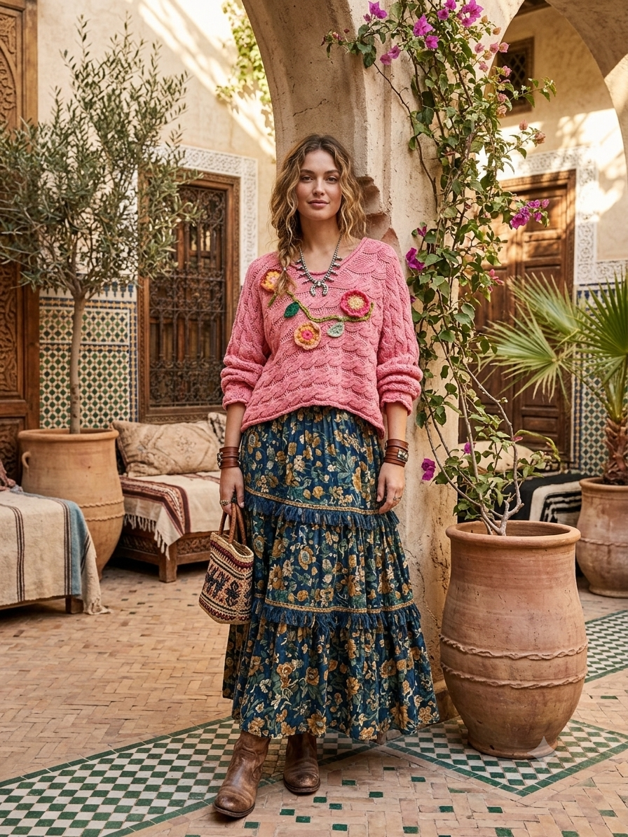 Petunia Pink Crochet Sweater