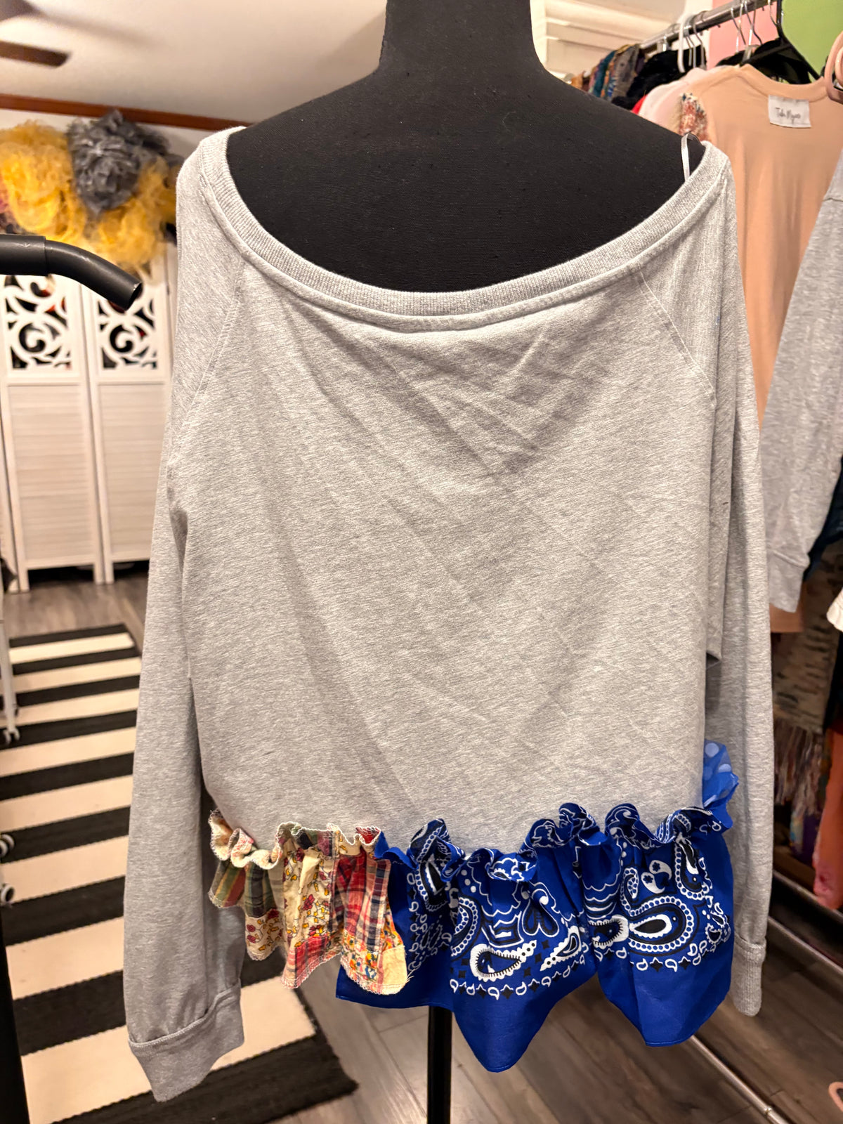 USA Glam Fringe Asymmetrical Tee One Size Fits Small to XL