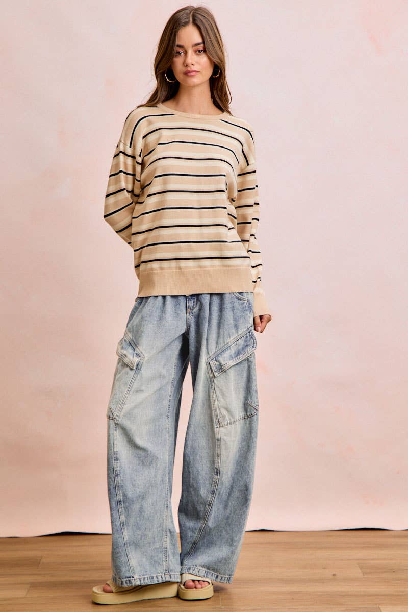 BAGGY BARREL DENIM PANTS WITH CARGO POCKETS: DENIM