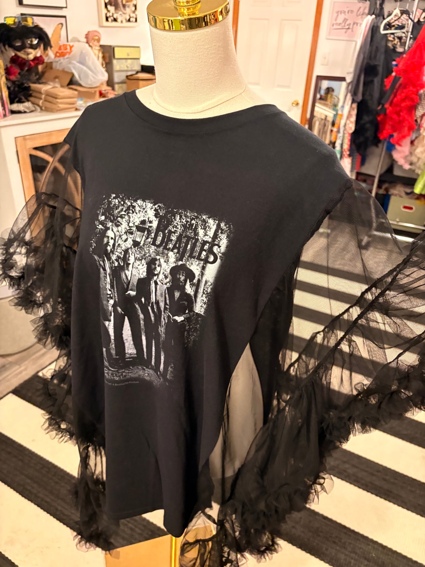 Hey Jude Upcycled Rockstar Poncho One Size Fits a Small to XL