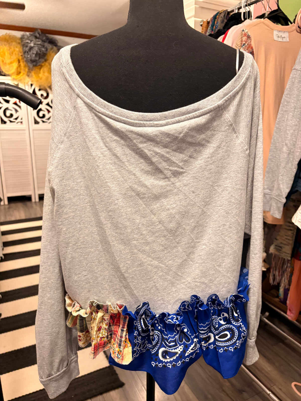USA Glam Fringe Asymmetrical Tee One Size Fits Small to XL