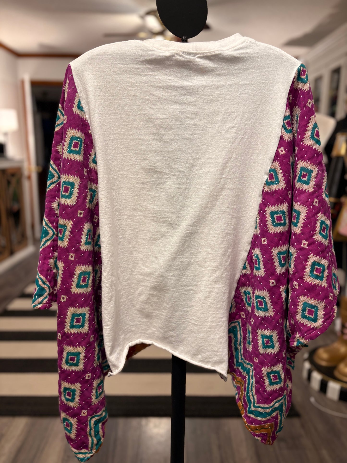 It Was Jesus Upcycled Vintage Kantha Quilt Poncho Tee One Size Fits a Small to XXL