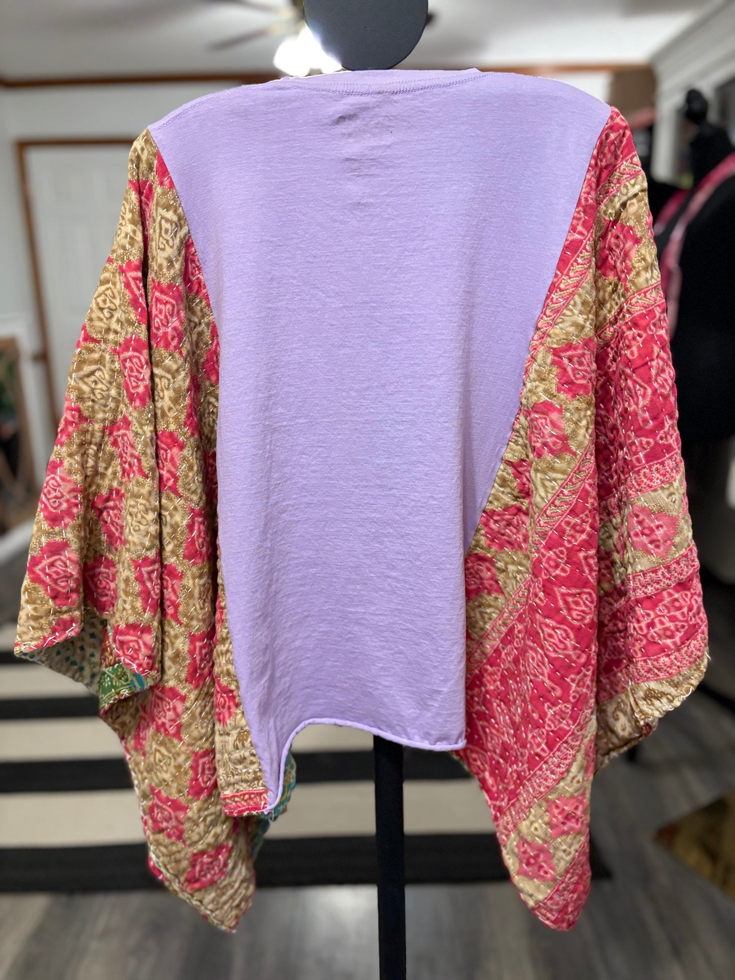 AC/DC Upcycled Vintage Kantha Poncho Tee One Size Fits A Small to XXL (6-16)