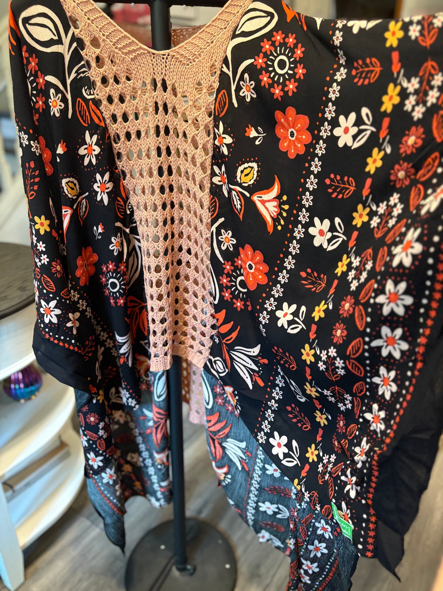 Fall Dreams Upcycled Crochet Kimono Fits a Small to XXL